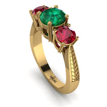 Three Stones Emerald Braches Ring - Donna No. 49 image 1