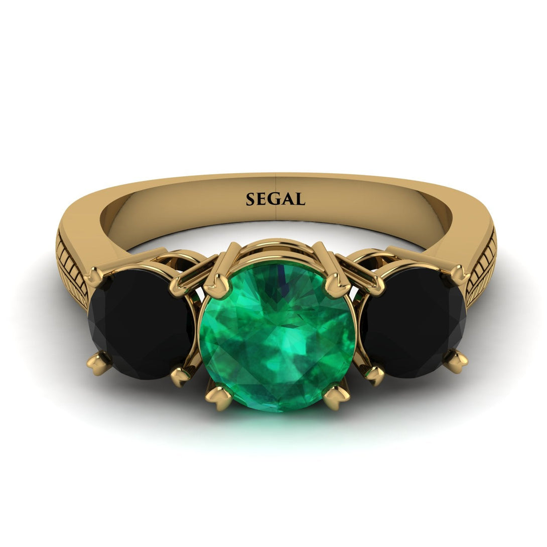 Three Stones Emerald Braches Ring - Donna No. 34