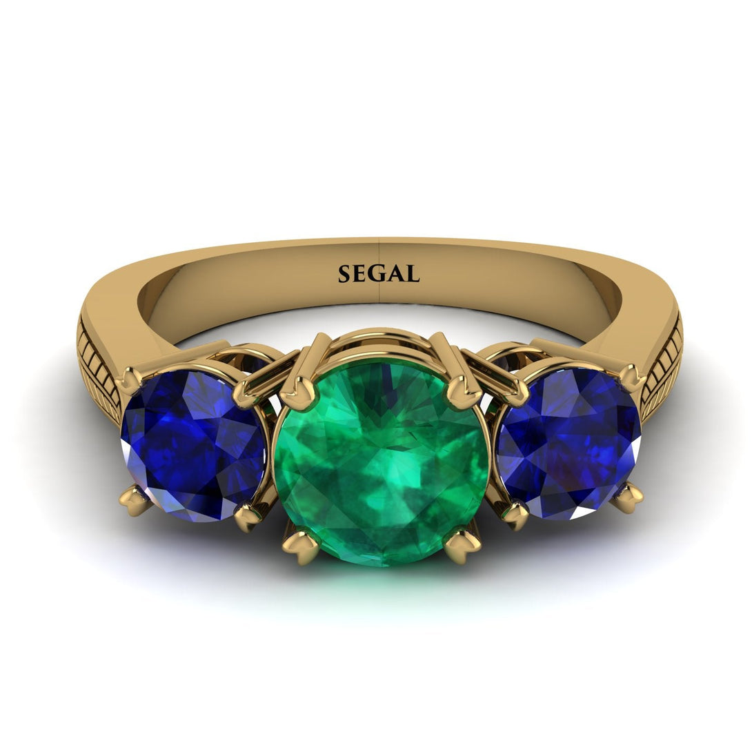 Three Stones Emerald Braches Ring - Donna No. 64