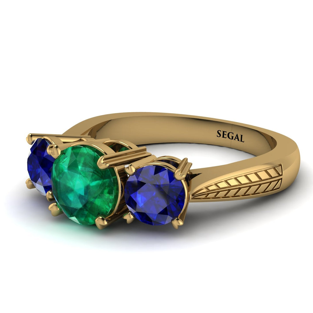 Three Stones Emerald Braches Ring - Donna No. 64