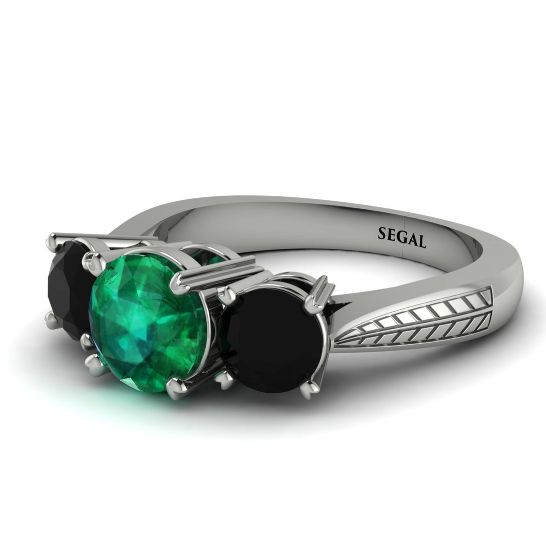 Three Stones Emerald Braches Ring - Donna No. 36