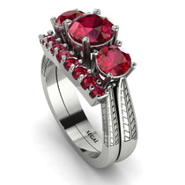 Three Stones Ruby Braches Bridal Set - Donna No. 57 image 1