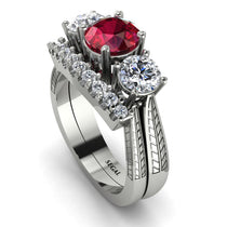 Three Stones Ruby Braches Bridal Set - Donna No. 12 image 1