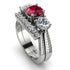 Three Stones Ruby Braches Bridal Set - Donna No. 12
