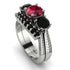 Three Stones Ruby Braches Bridal Set - Donna No. 42