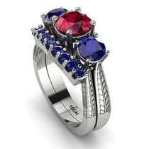 Three Stones Ruby Braches Bridal Set - Donna No. 72 image 1