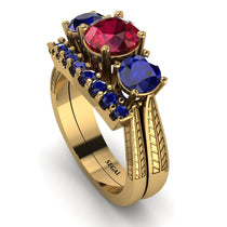 Three Stones Ruby Braches Bridal Set - Donna No. 70 image 1