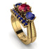 Three Stones Ruby Braches Bridal Set - Donna No. 70
