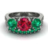 Three Stones Ruby Braches Bridal Set - Donna No. 27