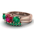 Three Stones Ruby Braches Bridal Set - Donna No. 26