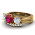 Three Stones Ruby Braches Bridal Set - Donna No. 10