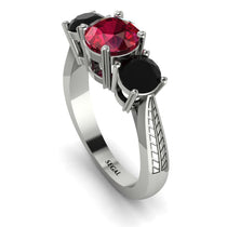 Three Stones Ruby Braches Ring - Donna No. 42 image 1
