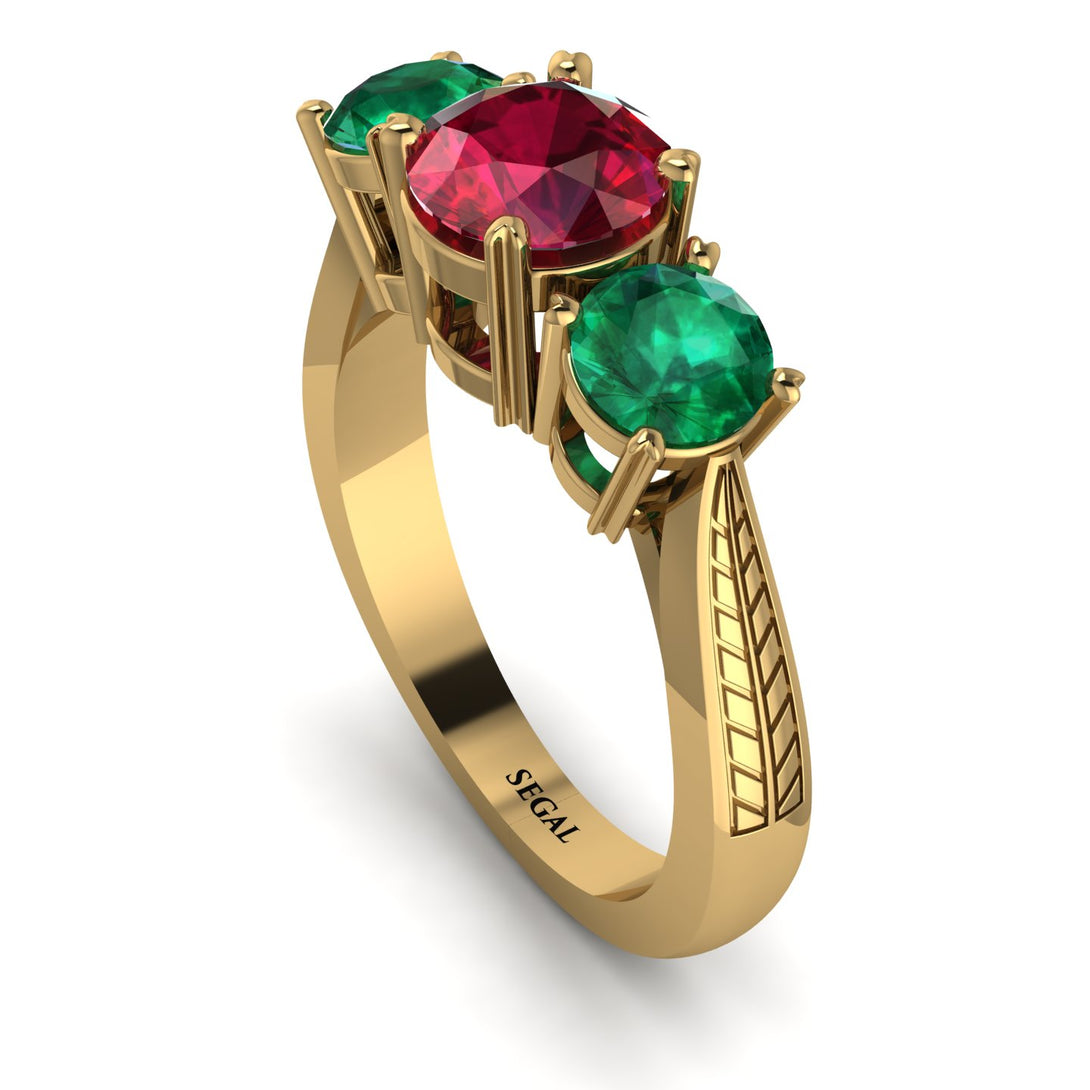 Three Stones Ruby Braches Ring - Donna No. 25