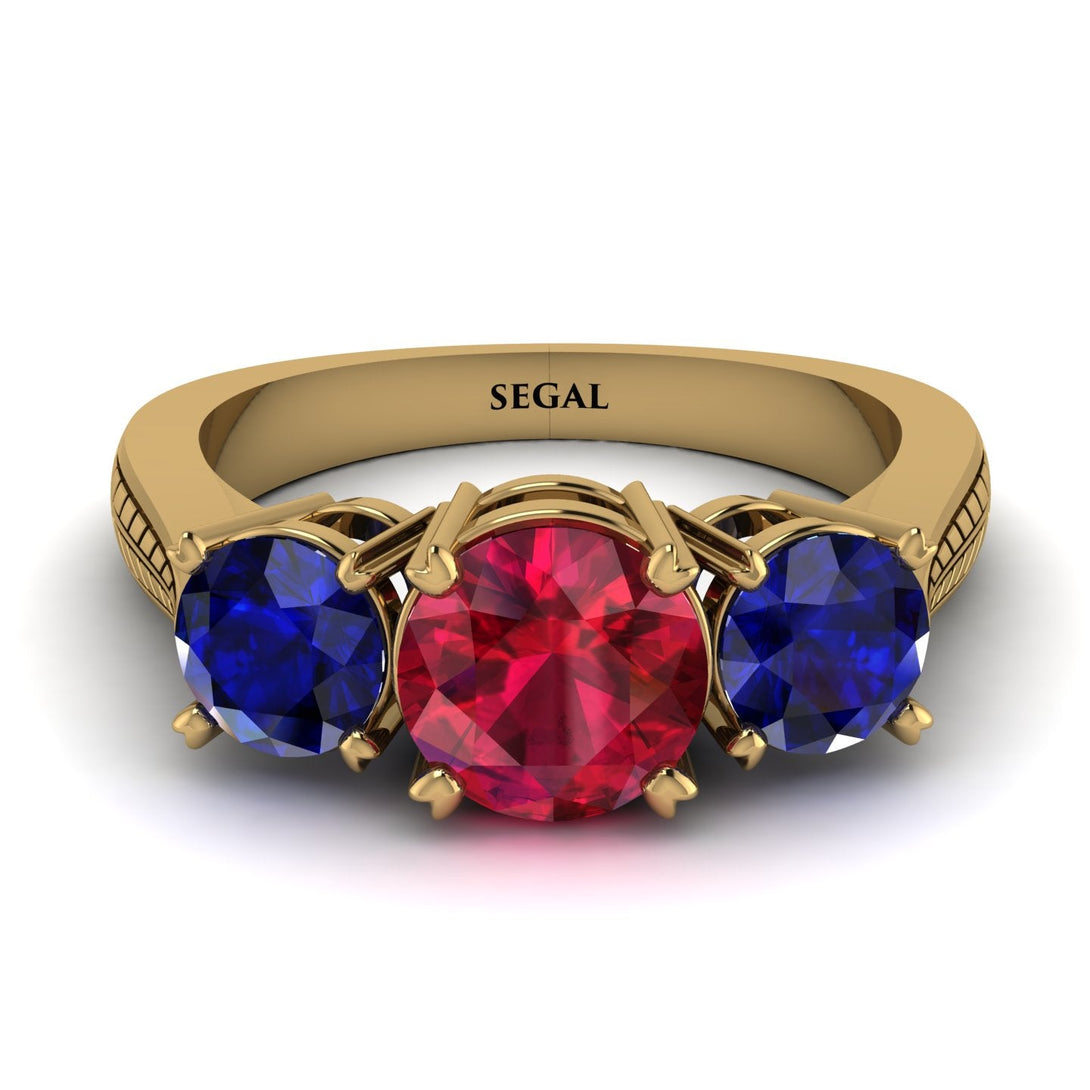 Three Stones Ruby Braches Ring - Donna No. 70