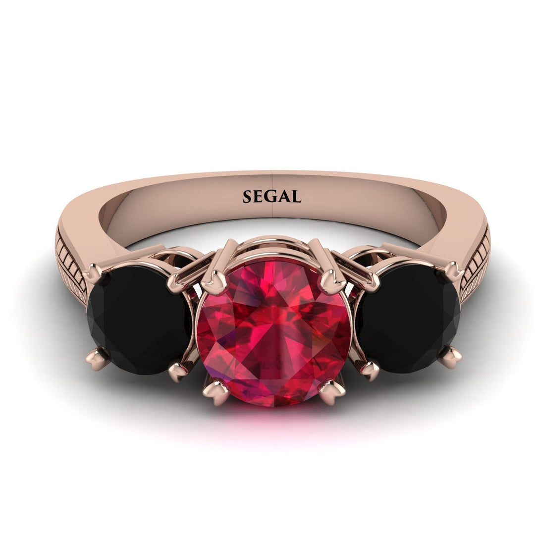 Three Stones Ruby Braches Ring - Donna No. 41