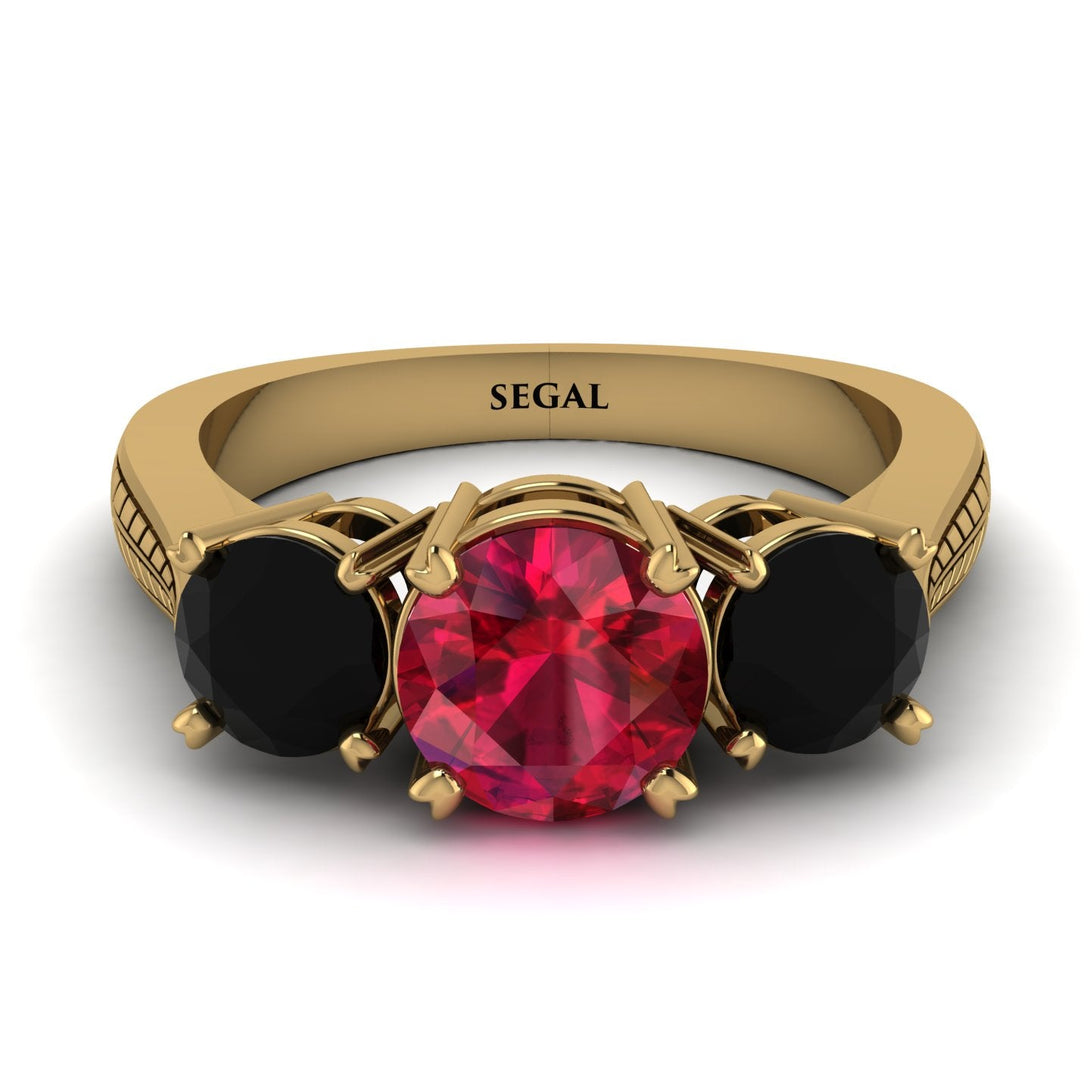 Three Stones Ruby Braches Ring - Donna No. 40