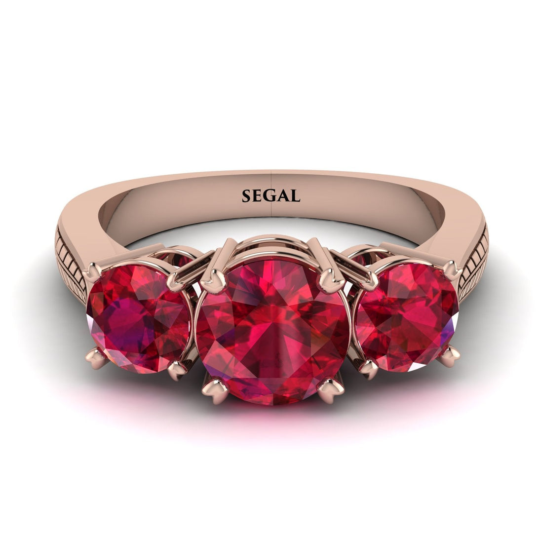 Three Stones Ruby Braches Ring - Donna No. 56