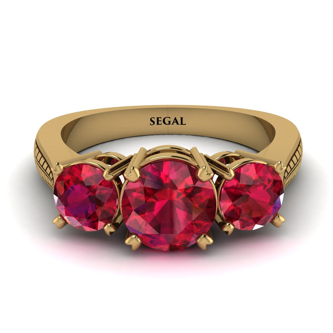 Three Stones Ruby Braches Ring - Donna No. 55