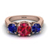 Three Stones Ruby Braches Ring - Donna No. 71