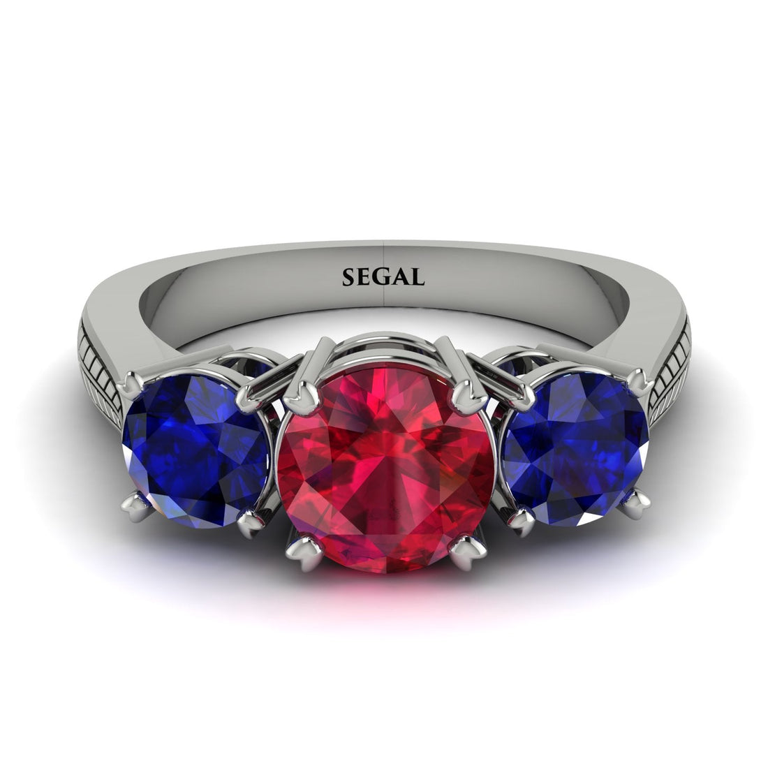 Three Stones Ruby Braches Ring - Donna No. 72