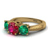 Three Stones Ruby Braches Ring - Donna No. 25