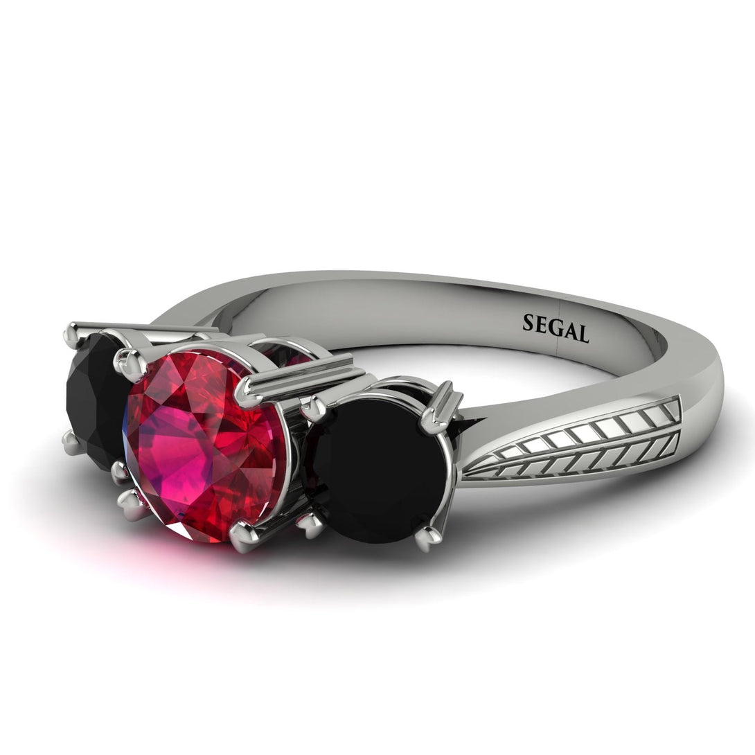 Three Stones Ruby Braches Ring - Donna No. 42