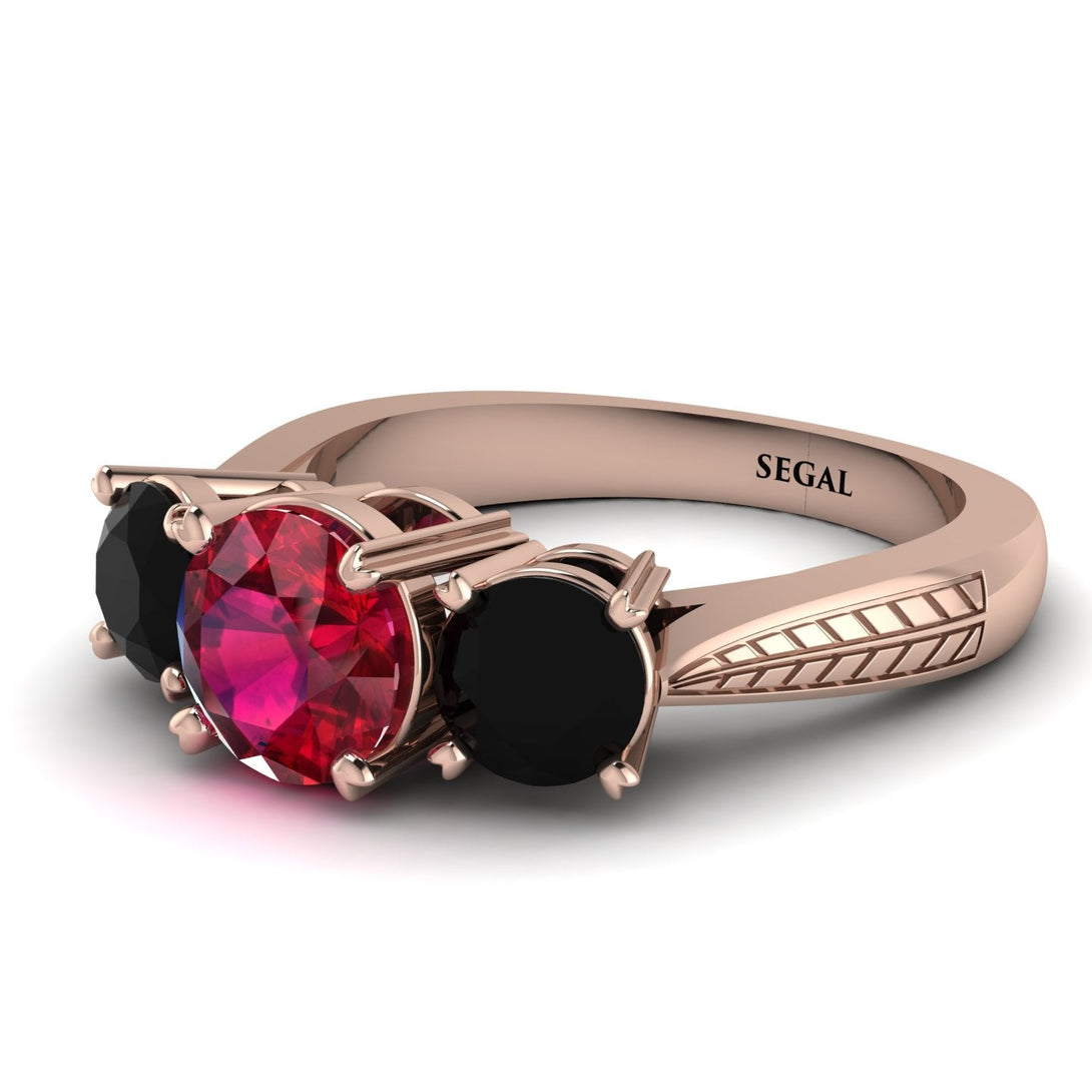 Three Stones Ruby Braches Ring - Donna No. 41