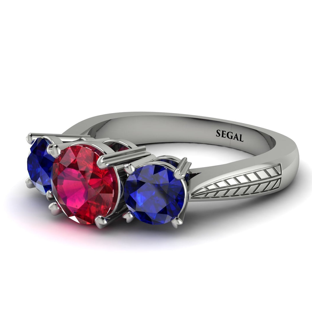 Three Stones Ruby Braches Ring - Donna No. 72