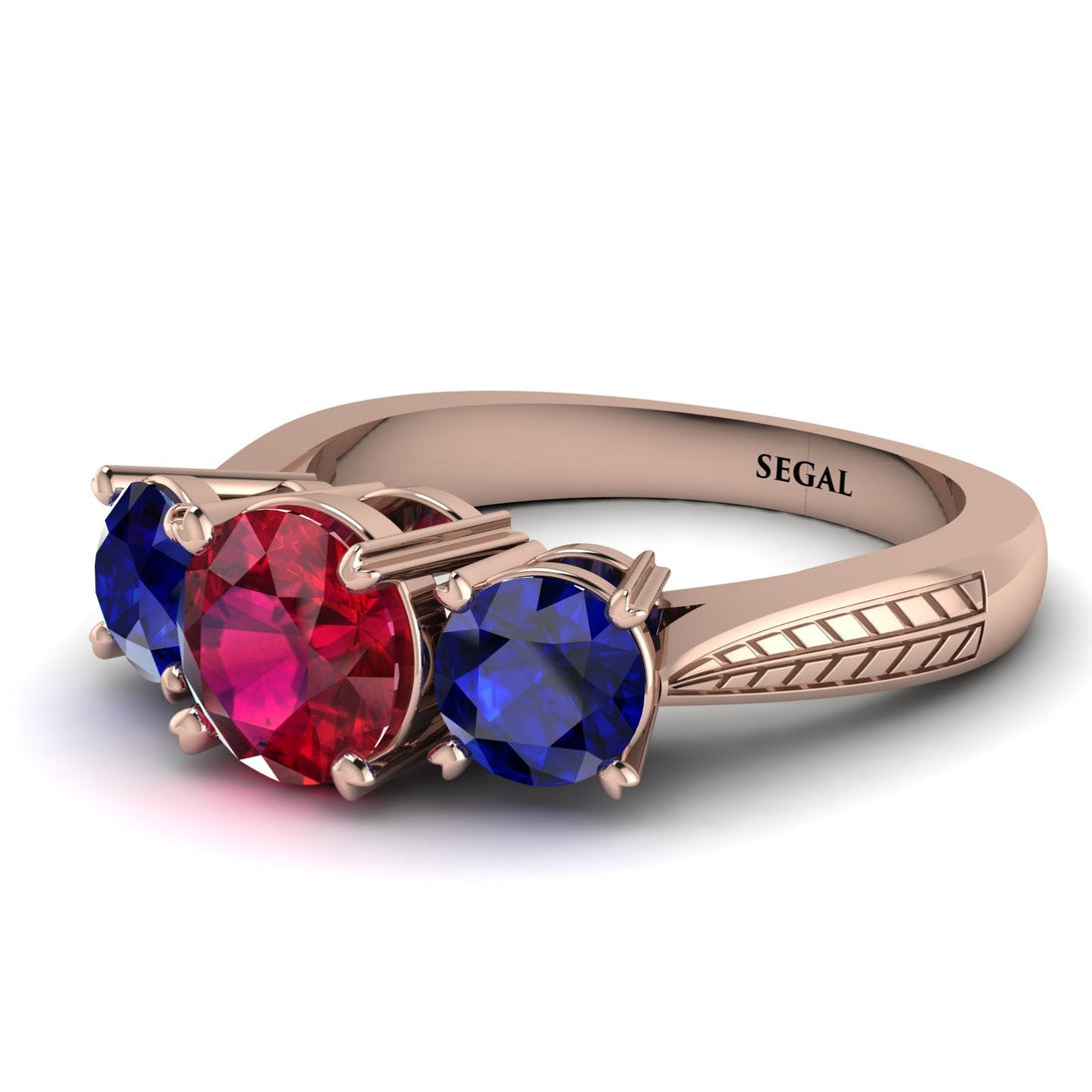 Three Stones Ruby Braches Ring - Donna No. 71
