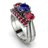 Three Stones Sapphire Braches Bridal Set - Donna No. 60 image 1