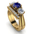 Three Stones Sapphire Braches Bridal Set - Donna No. 13