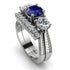 Three Stones Sapphire Braches Bridal Set - Donna No. 15