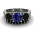 Three Stones Sapphire Braches Bridal Set - Donna No. 45