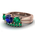 Three Stones Sapphire Braches Bridal Set - Donna No. 29