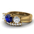 Three Stones Sapphire Braches Bridal Set - Donna No. 13