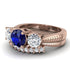 Three Stones Sapphire Braches Bridal Set - Donna No. 14