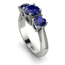 Three Stones Sapphire Braches Ring - Donna No. 75 image 1