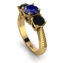 Three Stones Sapphire Braches Ring - Donna No. 43 image 1