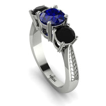 Three Stones Sapphire Braches Ring - Donna No. 45 image 1