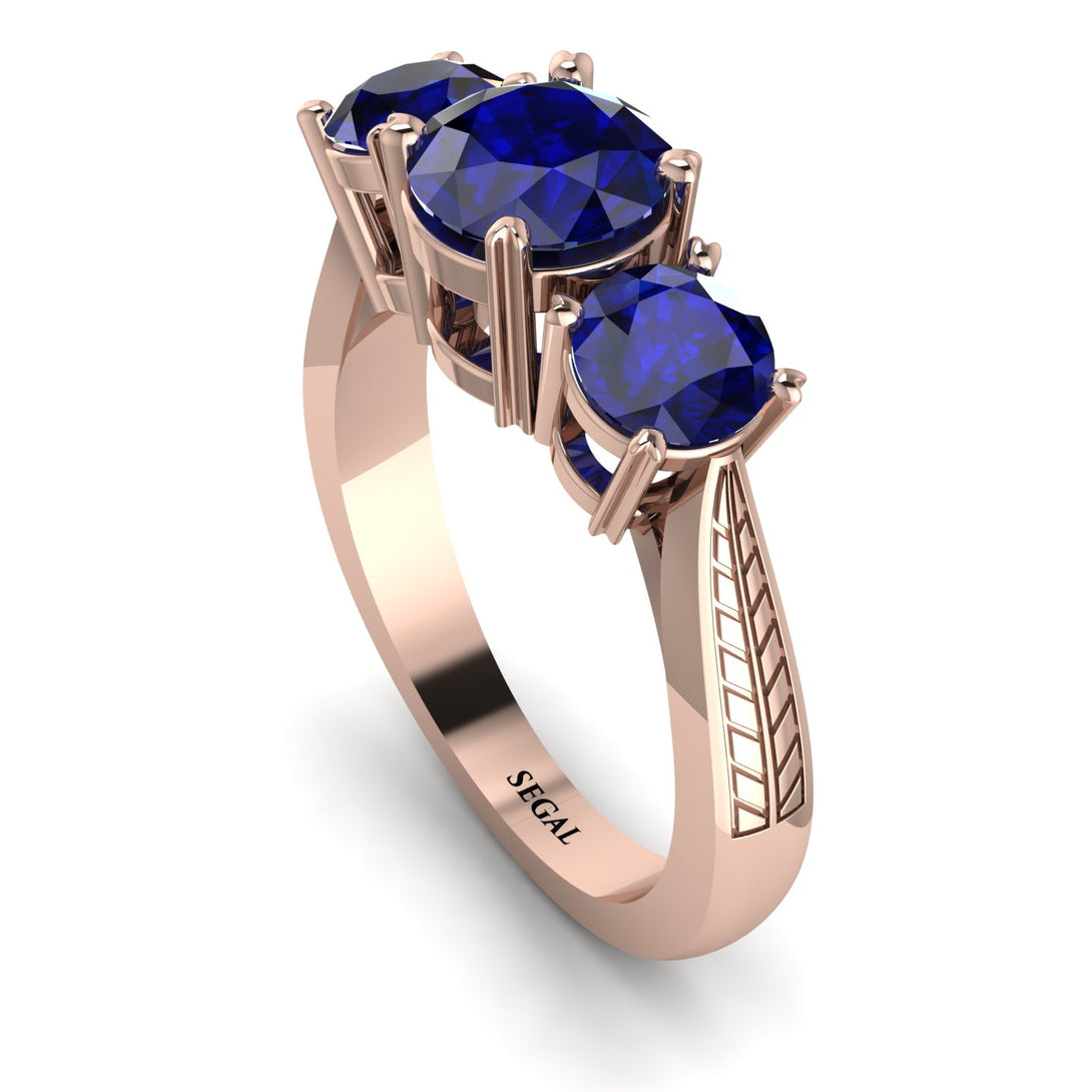 Three Stones Sapphire Braches Ring - Donna No. 74