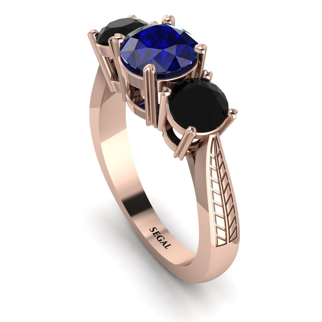 Three Stones Sapphire Braches Ring - Donna No. 44