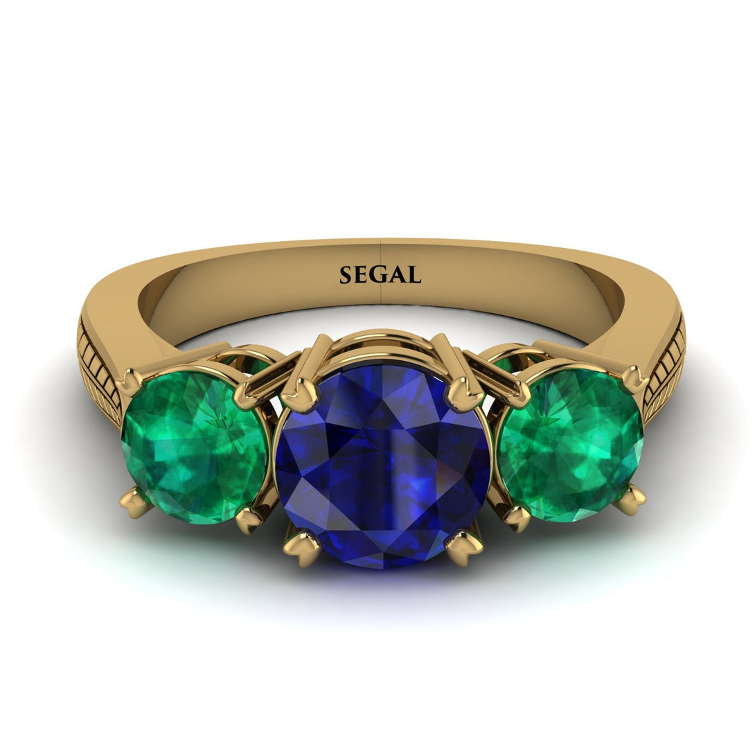 Three Stones Sapphire Braches Ring - Donna No. 28