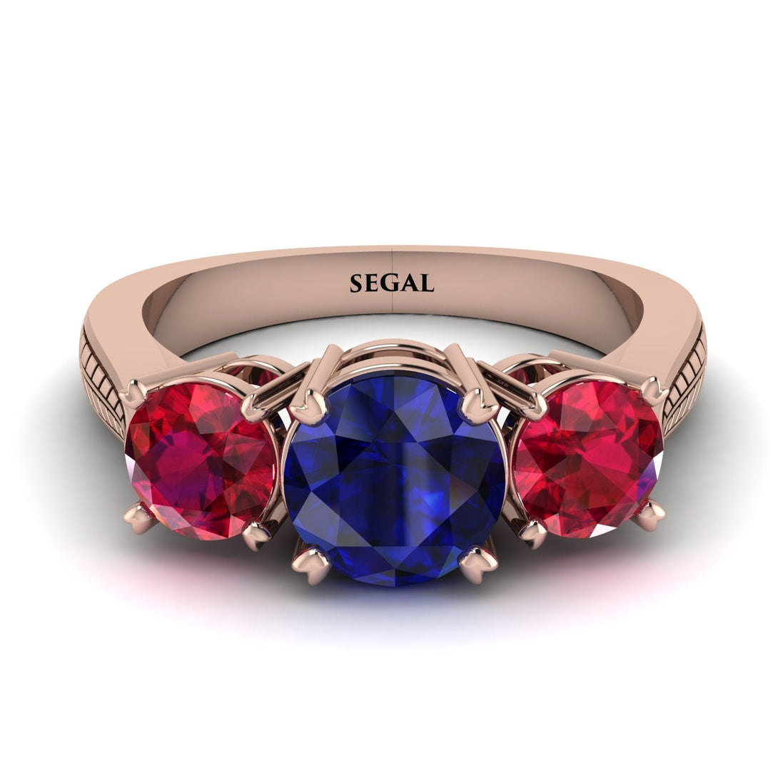 Three Stones Sapphire Braches Ring - Donna No. 59