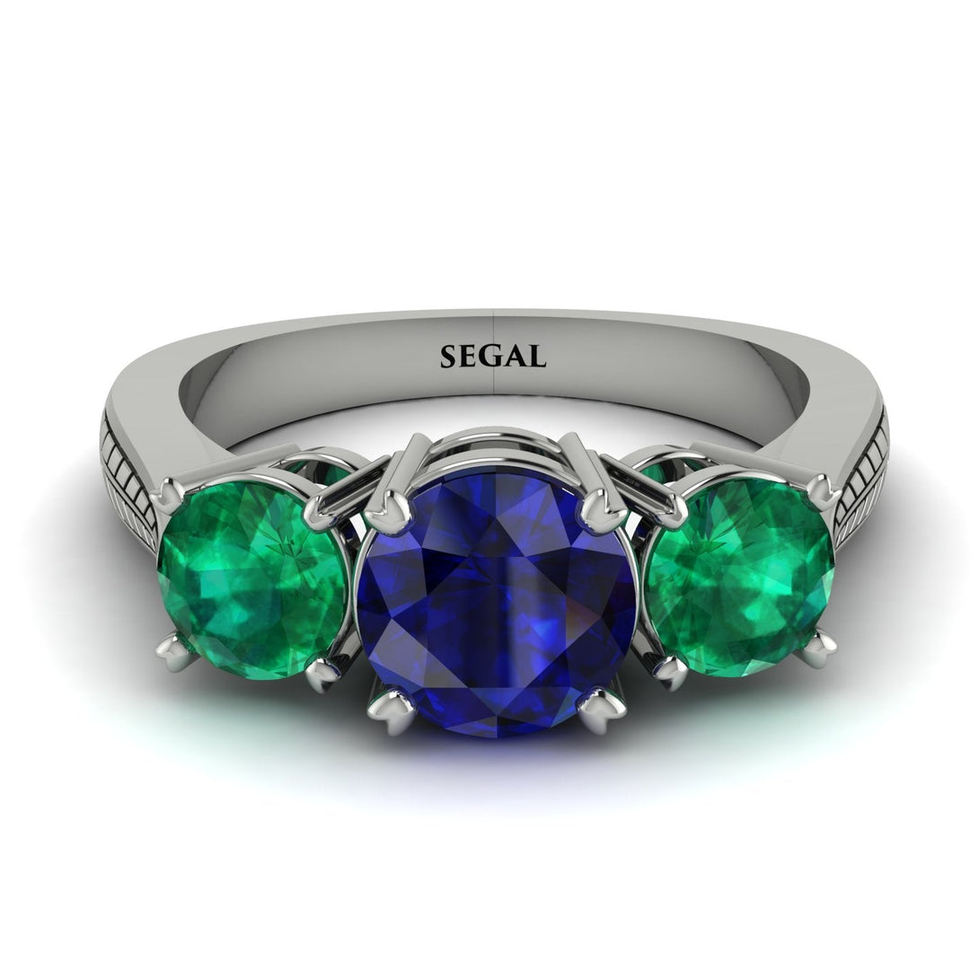 Three Stones Sapphire Braches Ring - Donna No. 30
