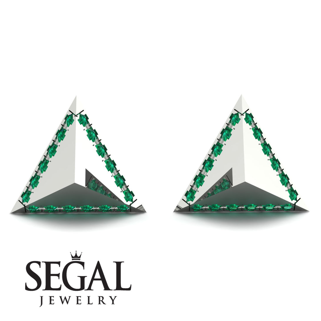 Triangle Emerald Earrings Geometrical - Milan No. 6
