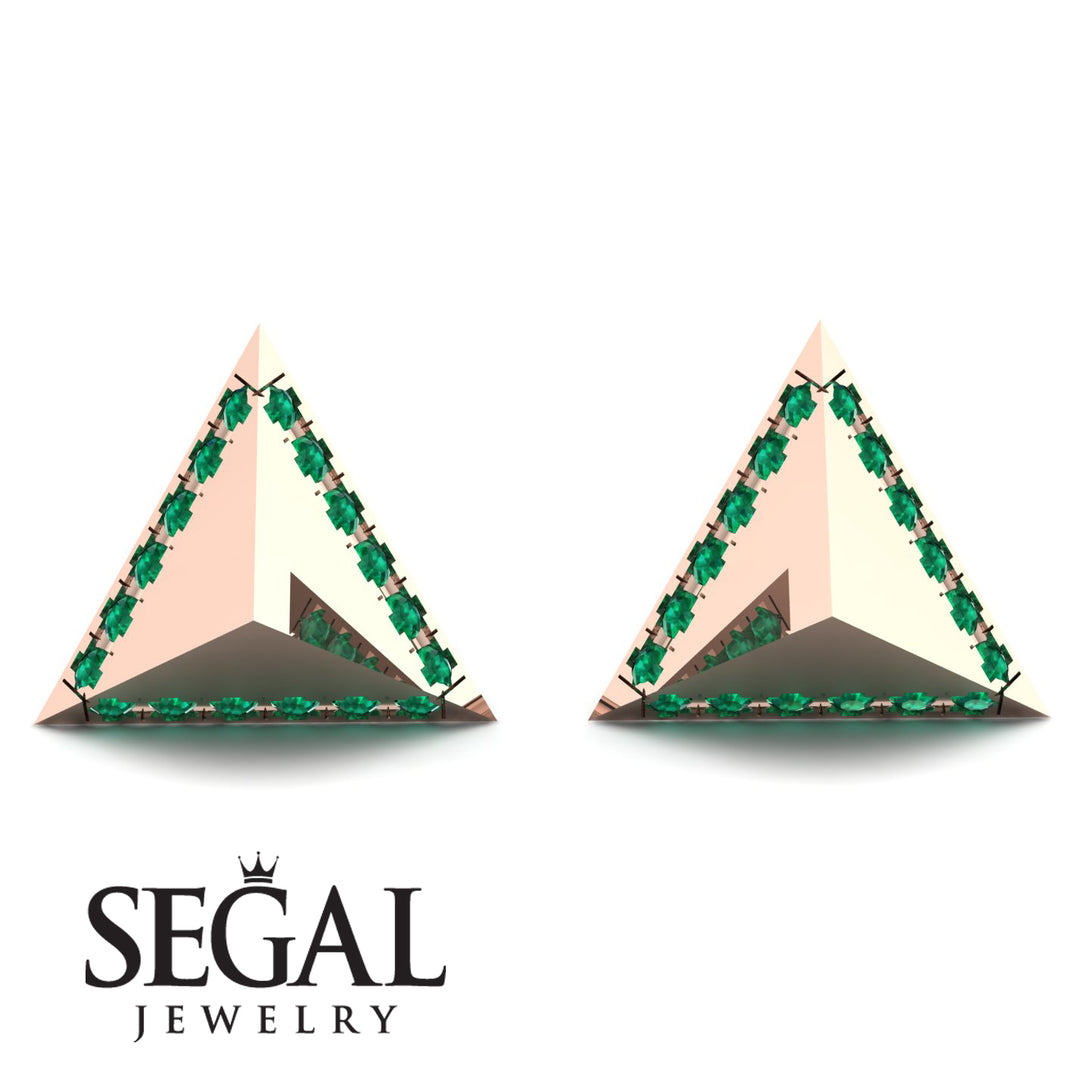 Triangle Emerald Earrings Geometrical - Milan No. 5