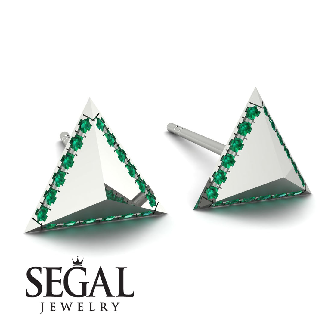 Triangle Emerald Earrings Geometrical - Milan No. 6