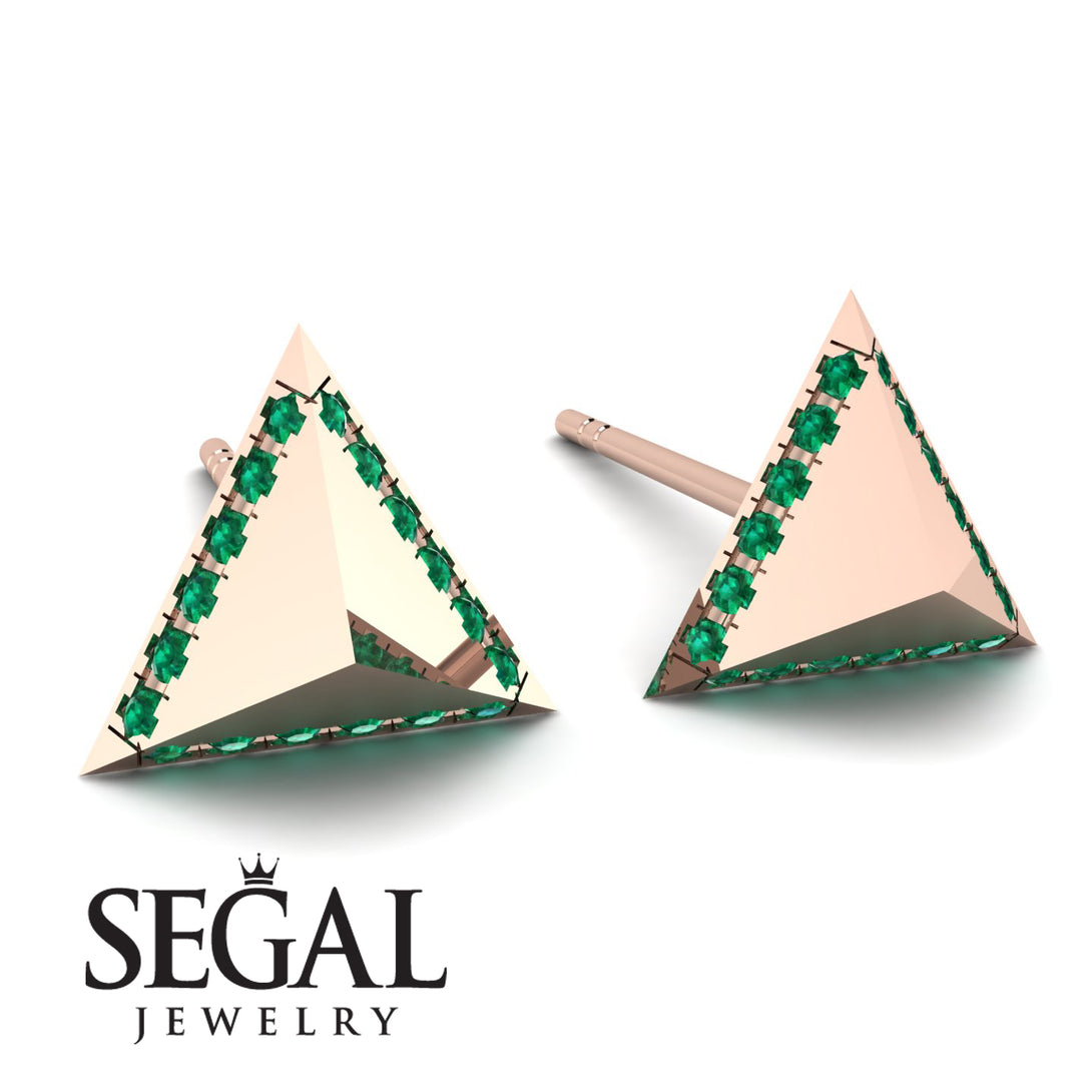 Triangle Emerald Earrings Geometrical - Milan No. 5