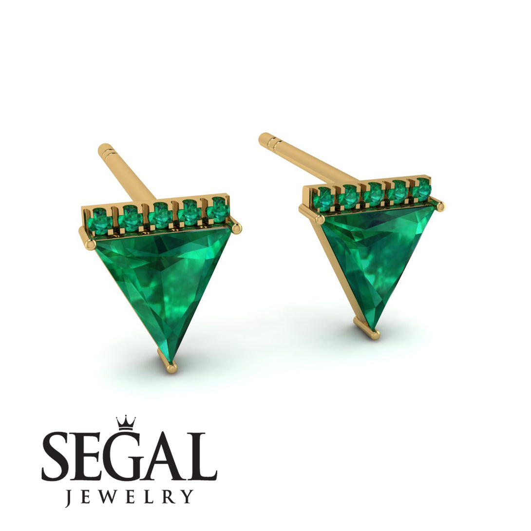 Triangle Emerald Earrings Stud - Kairi No. 4