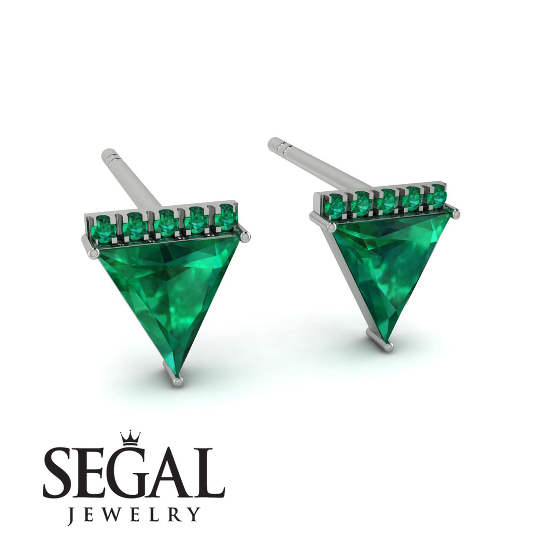 Triangle Emerald Earrings Stud - Kairi No. 6